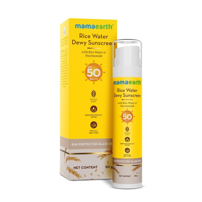 Buy Mamaearth Rice Sunscreen SPF 50 in Nepal for dewy glowing skin. 100% original at Beautix Nepal with fast delivery & COD available.