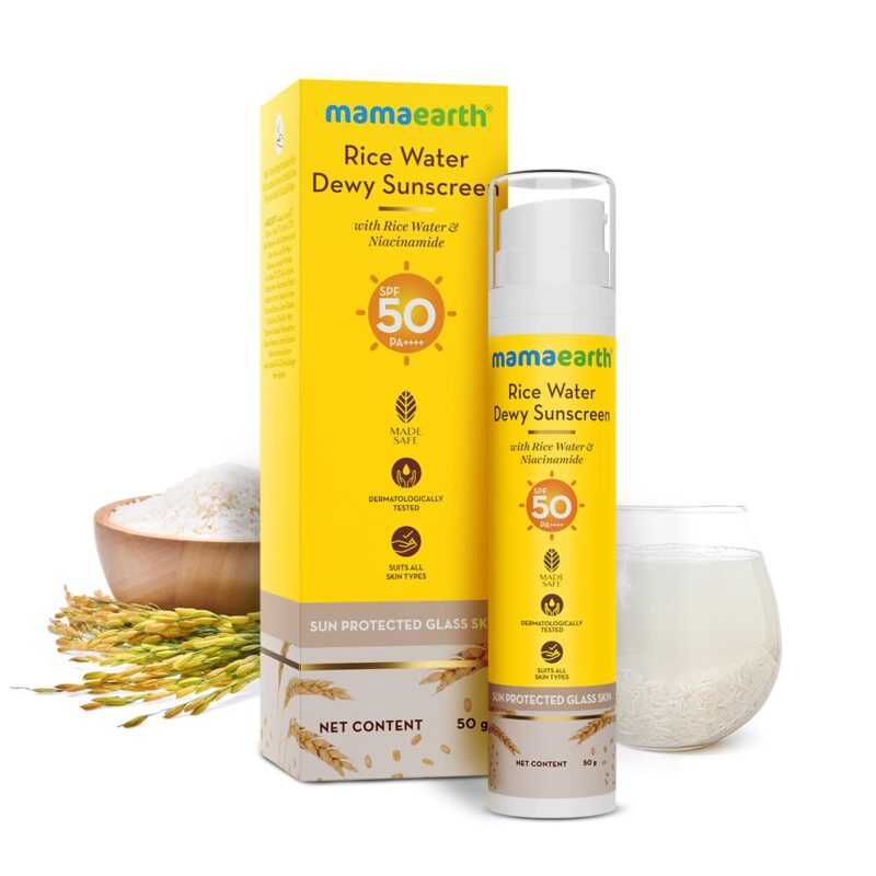 Buy Mamaearth Rice Sunscreen SPF 50 in Nepal for dewy glowing skin. 100% original at Beautix Nepal with fast delivery & COD available.